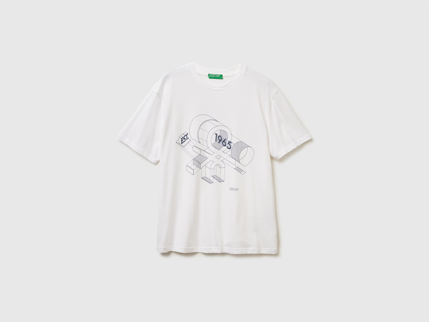 T-shirt in cotone con logo da uomo bianco | Benetton Outlet