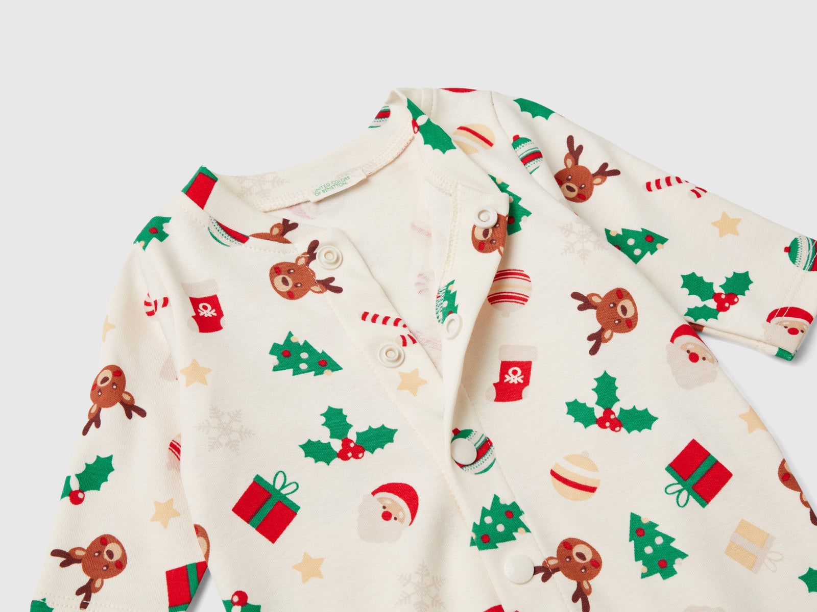 Set natalizio in puro cotone da neonato bianco panna 3 | Benetton Outlet