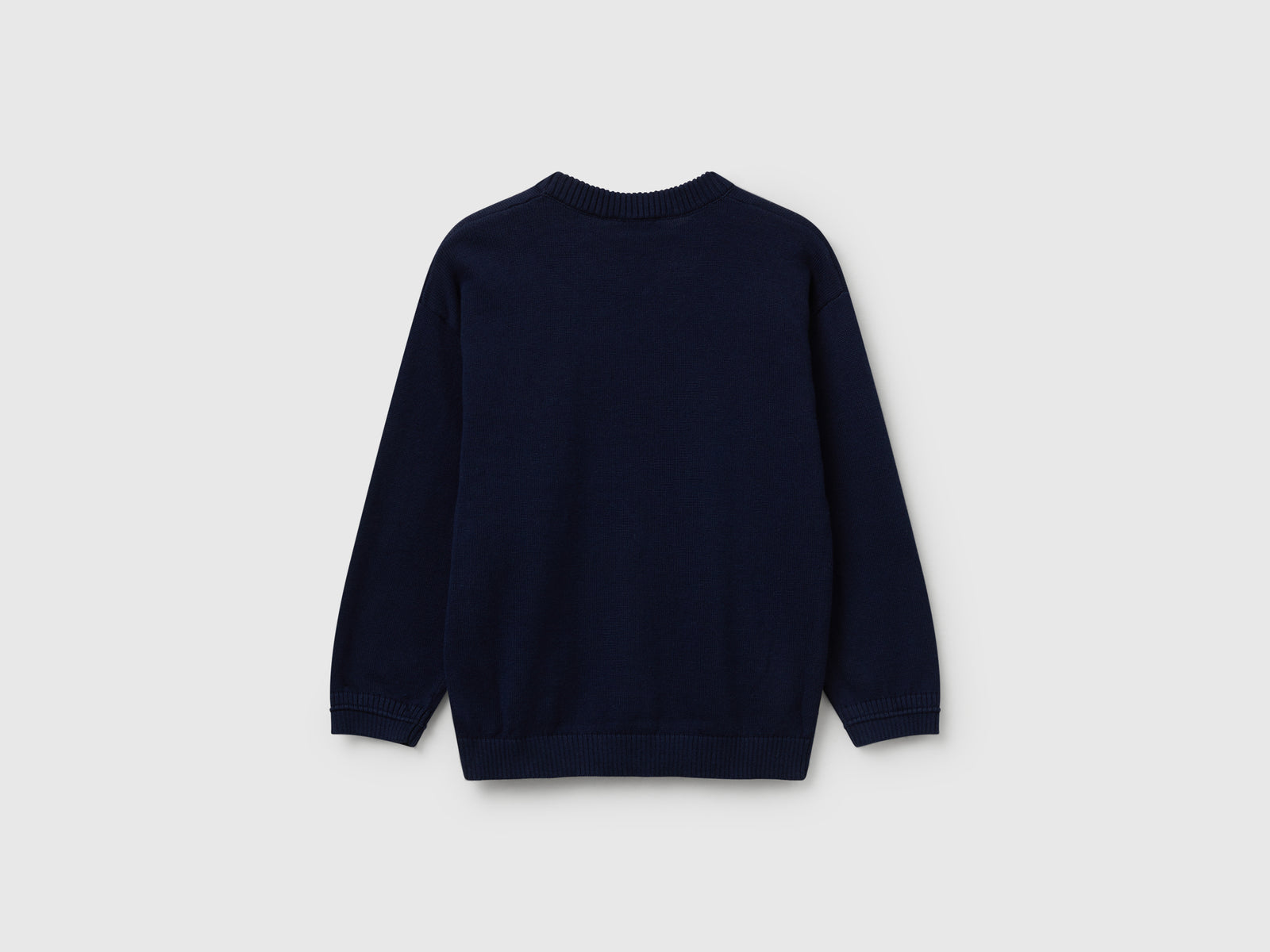Maglioncino in puro cotone con logo da bimbo blu scuro 2 | Benetton Outlet