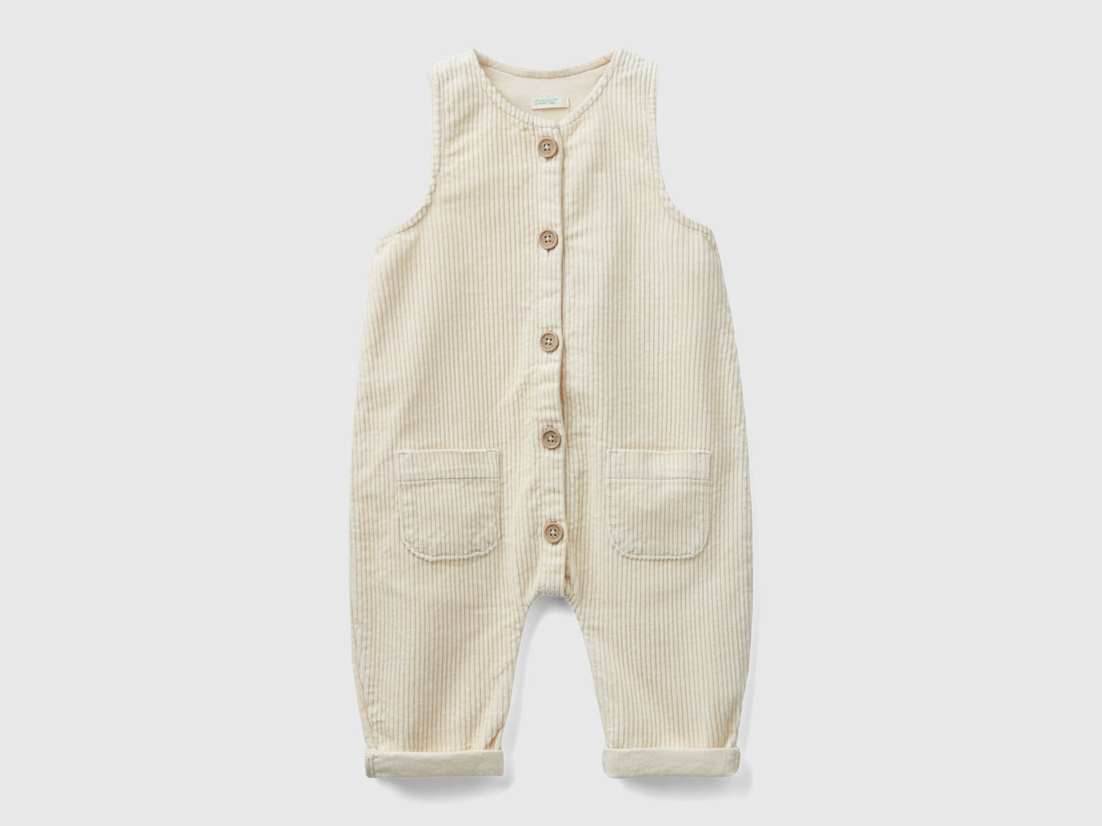 Salopette in velluto a coste da neonato beige | Benetton Outlet