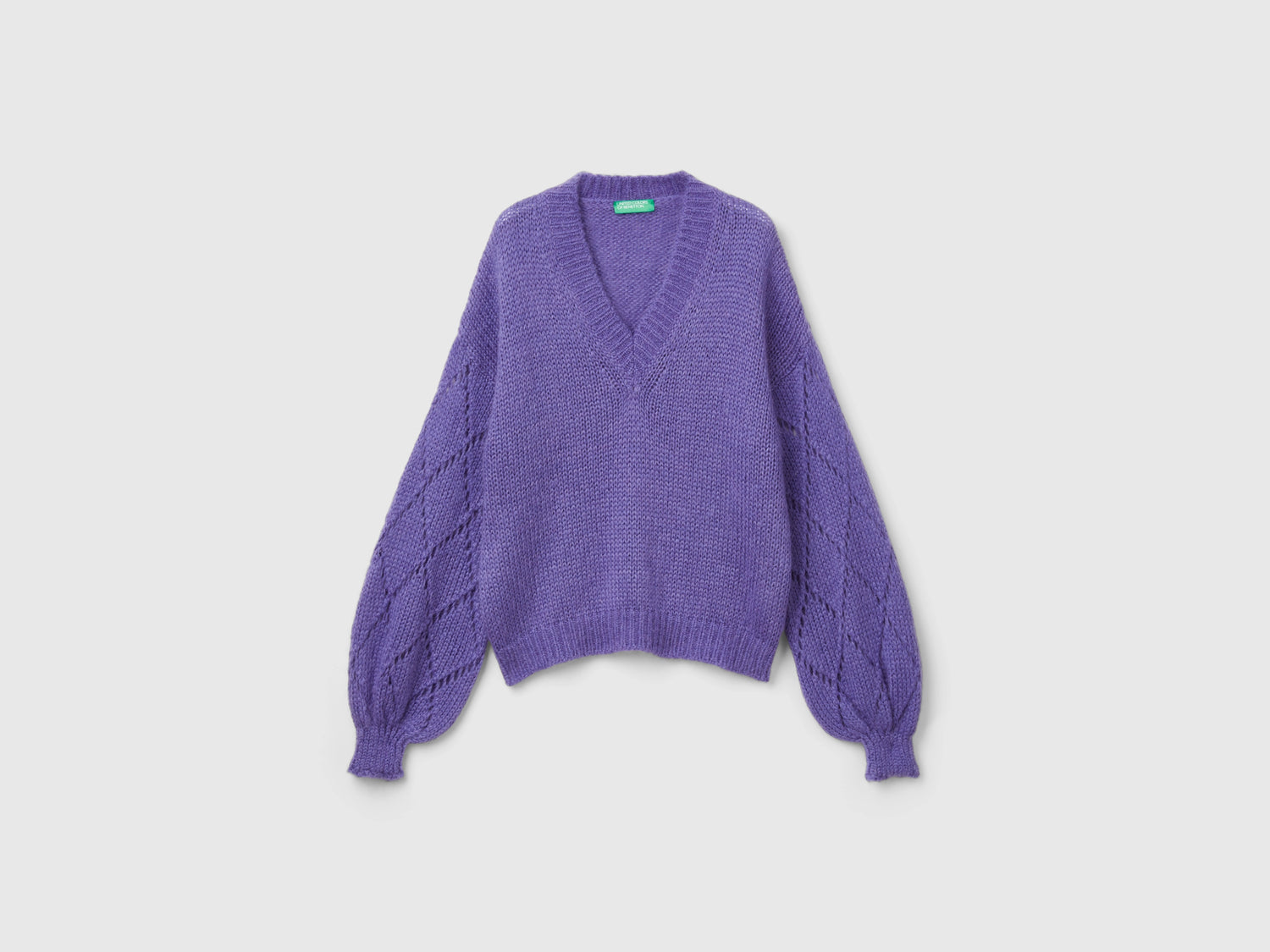 Maglione con manica traforata da donna lilla | Benetton Outlet