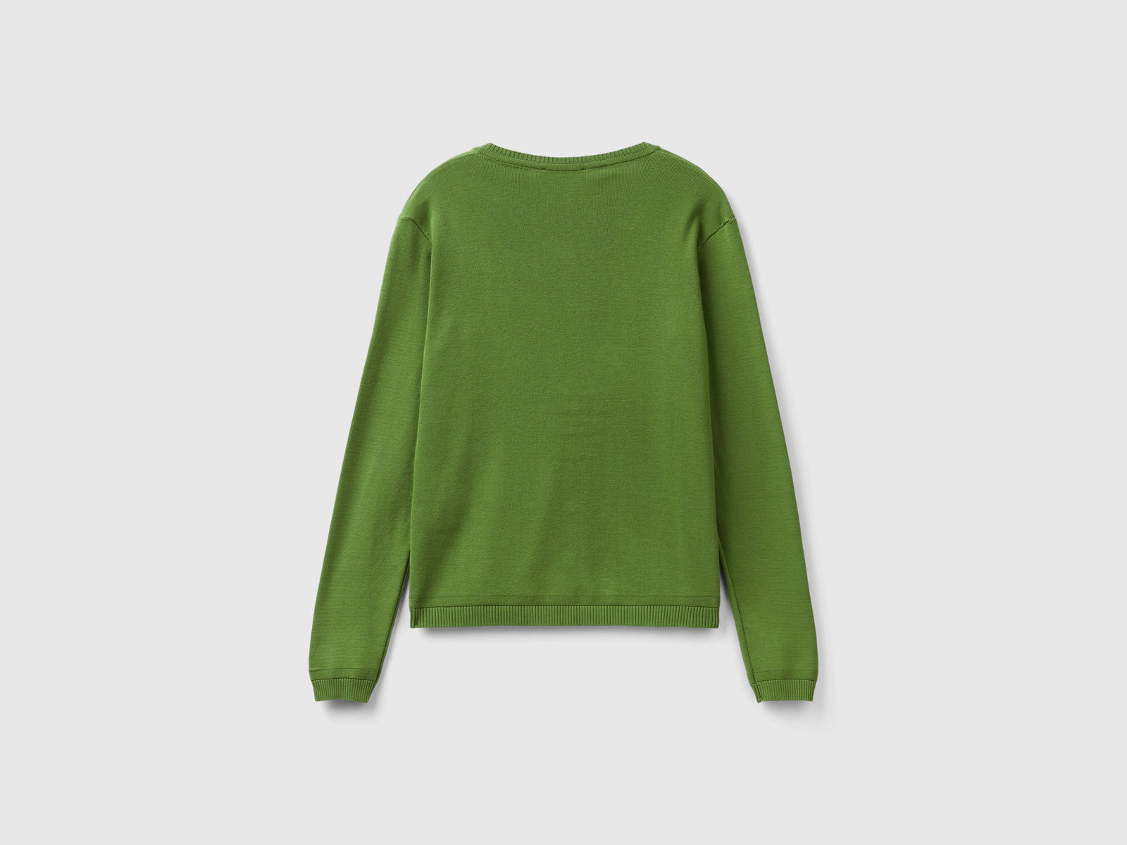 Cardigan girocollo in puro cotone da donna verde militare 2 | Benetton Outlet
