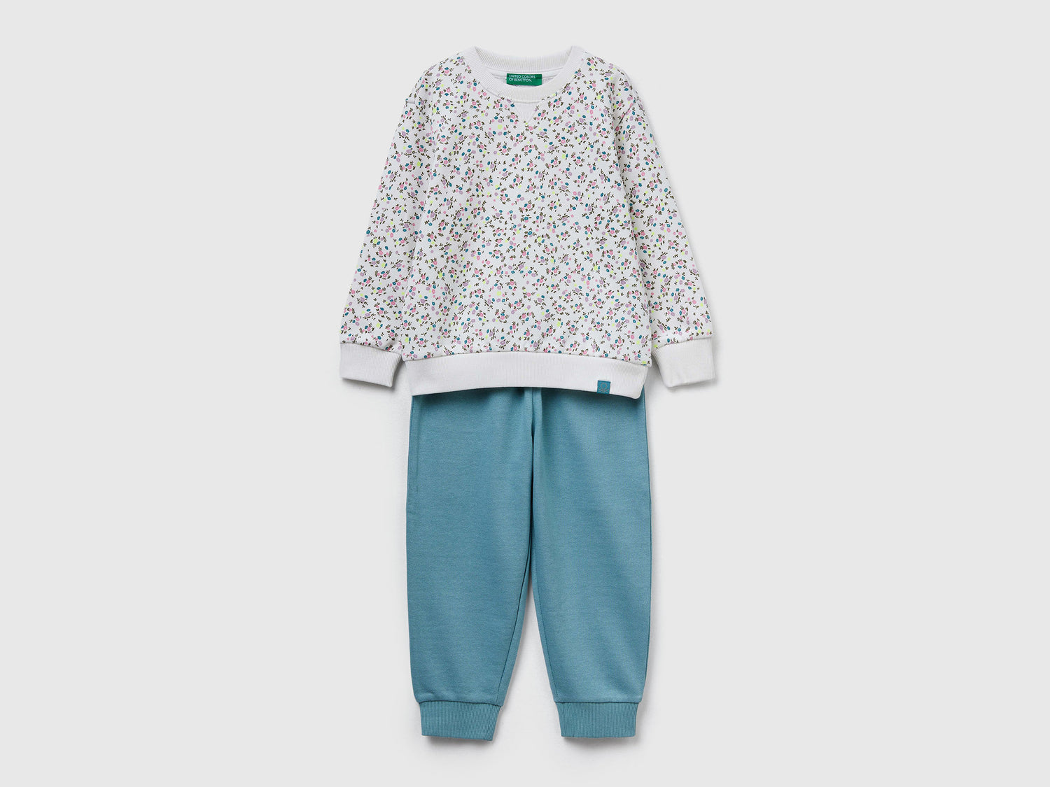 Completo con stampa floreale da bimbo bianco panna | Benetton Outlet
