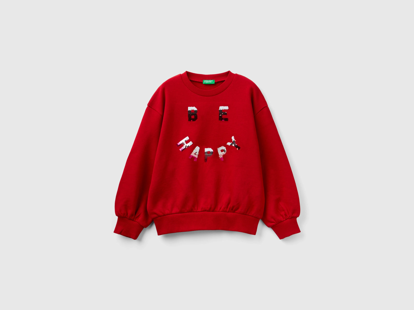 Felpa con paillettes reversibili da bambina rosso 3 | Benetton Outlet