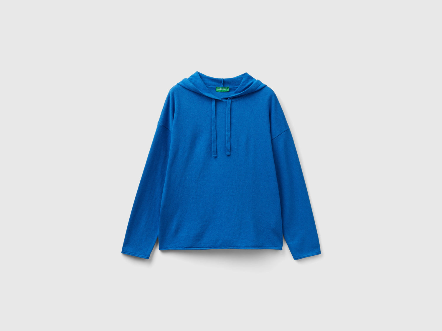 Maglia misto cashmere con cappuccio da donna blu | Benetton Outlet