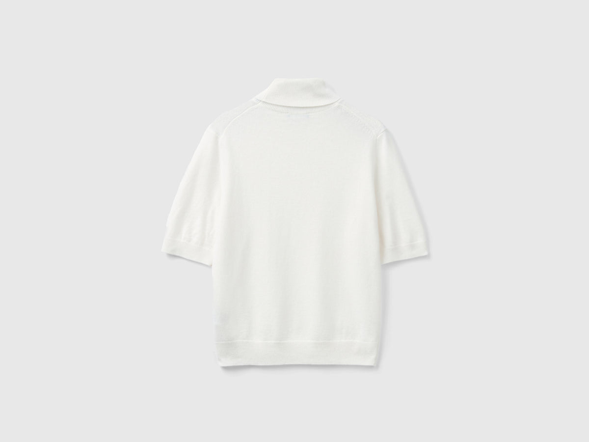 Dolcevita a manica corta in misto cashmere