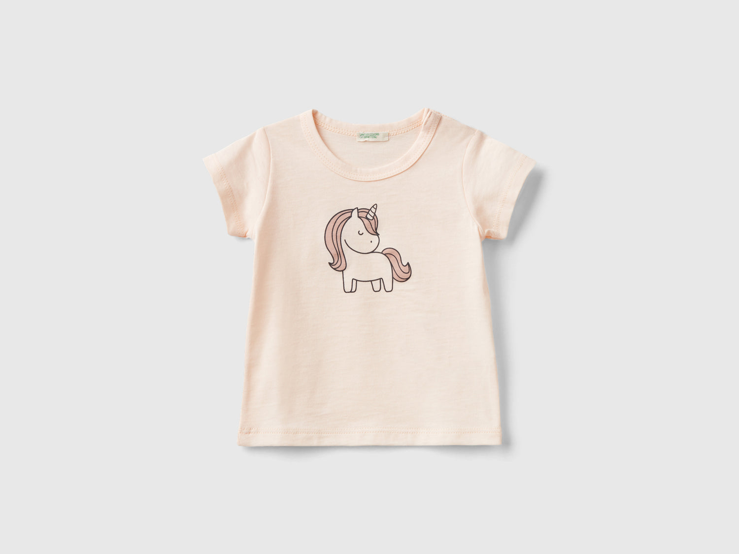 T-shirt manica corta in cotone bio da neonato pesca | Benetton Outlet