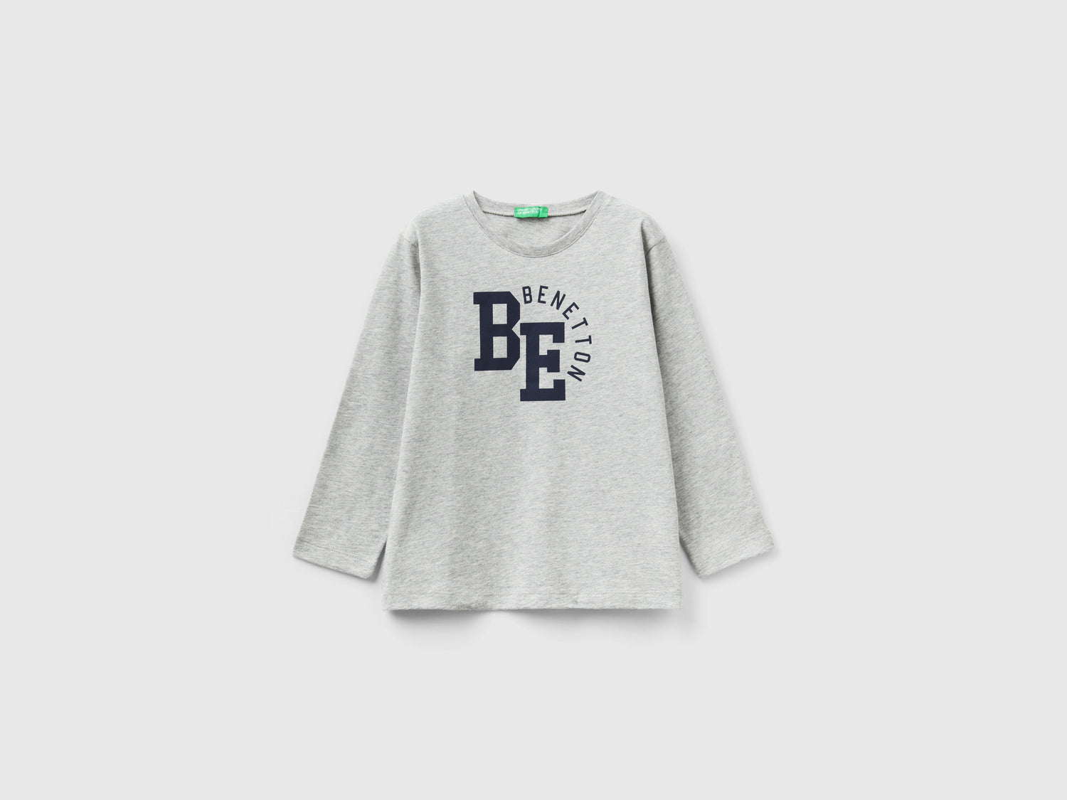 T-shirt manica lunga con logo da bimbo grigio chiaro | Benetton Outlet