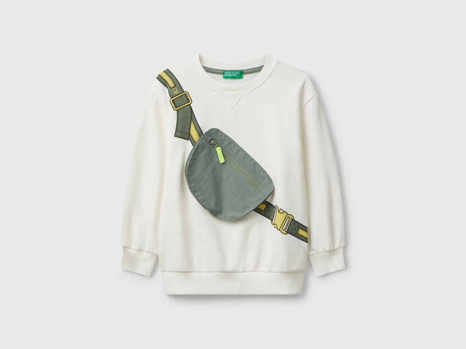 Felpa con marsupio da bimbo bianco panna | Benetton Outlet