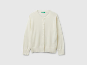 Cardigan girocollo in puro cotone