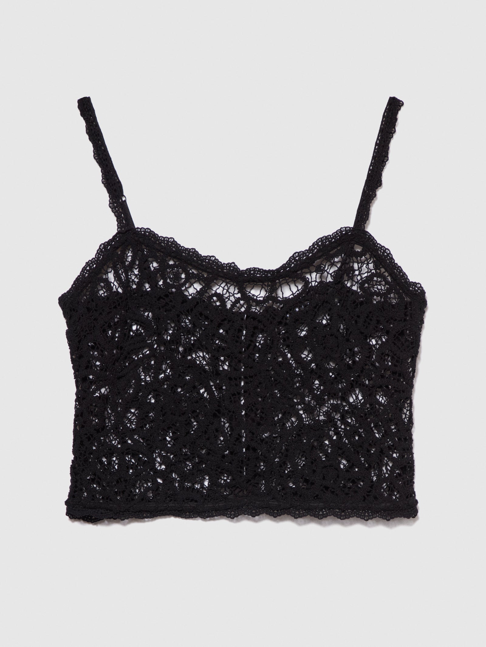 Top cropped in crochet da donna nero | Sisley Outlet