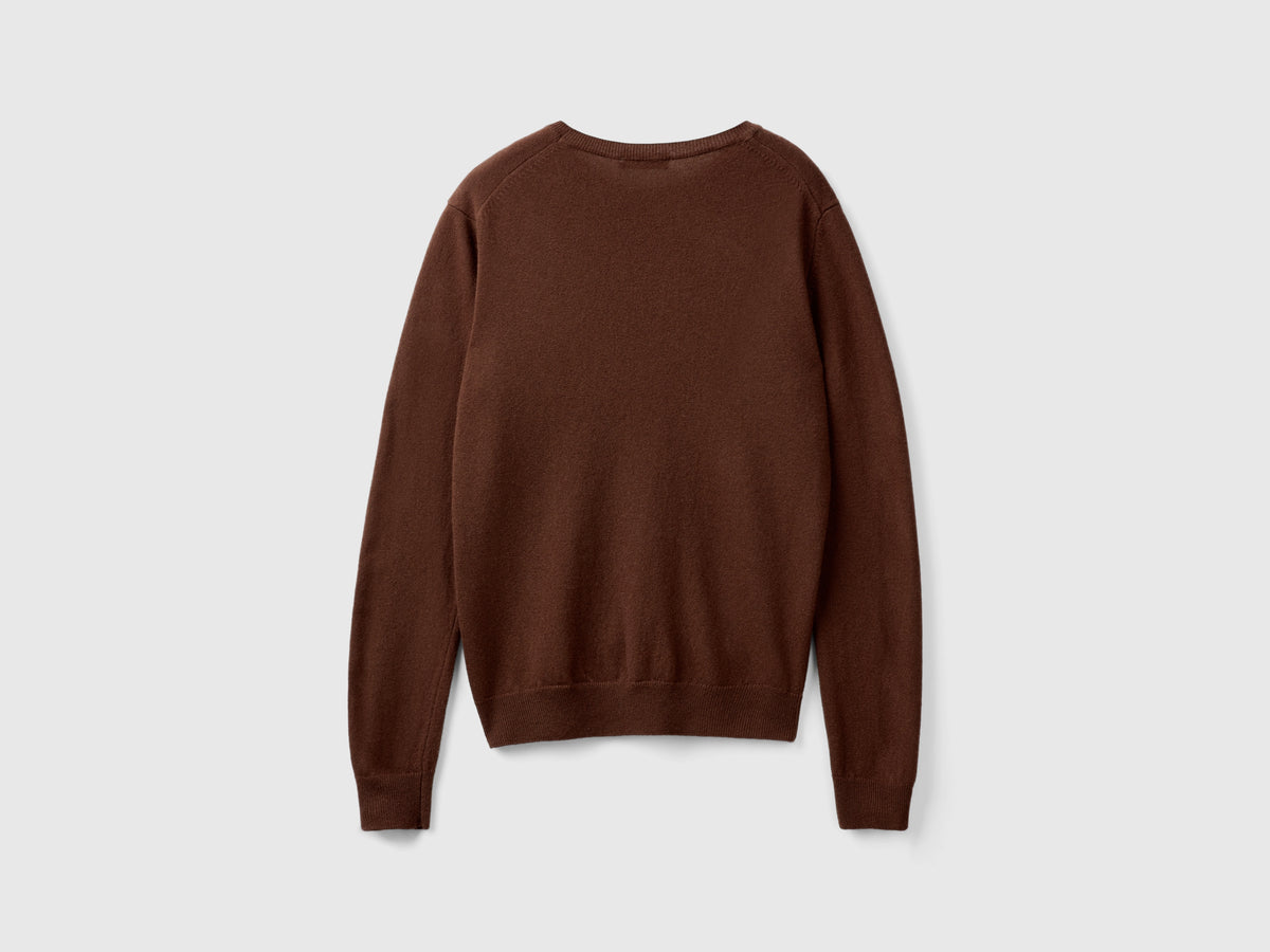 Maglia girocollo scuro in pura lana Merino