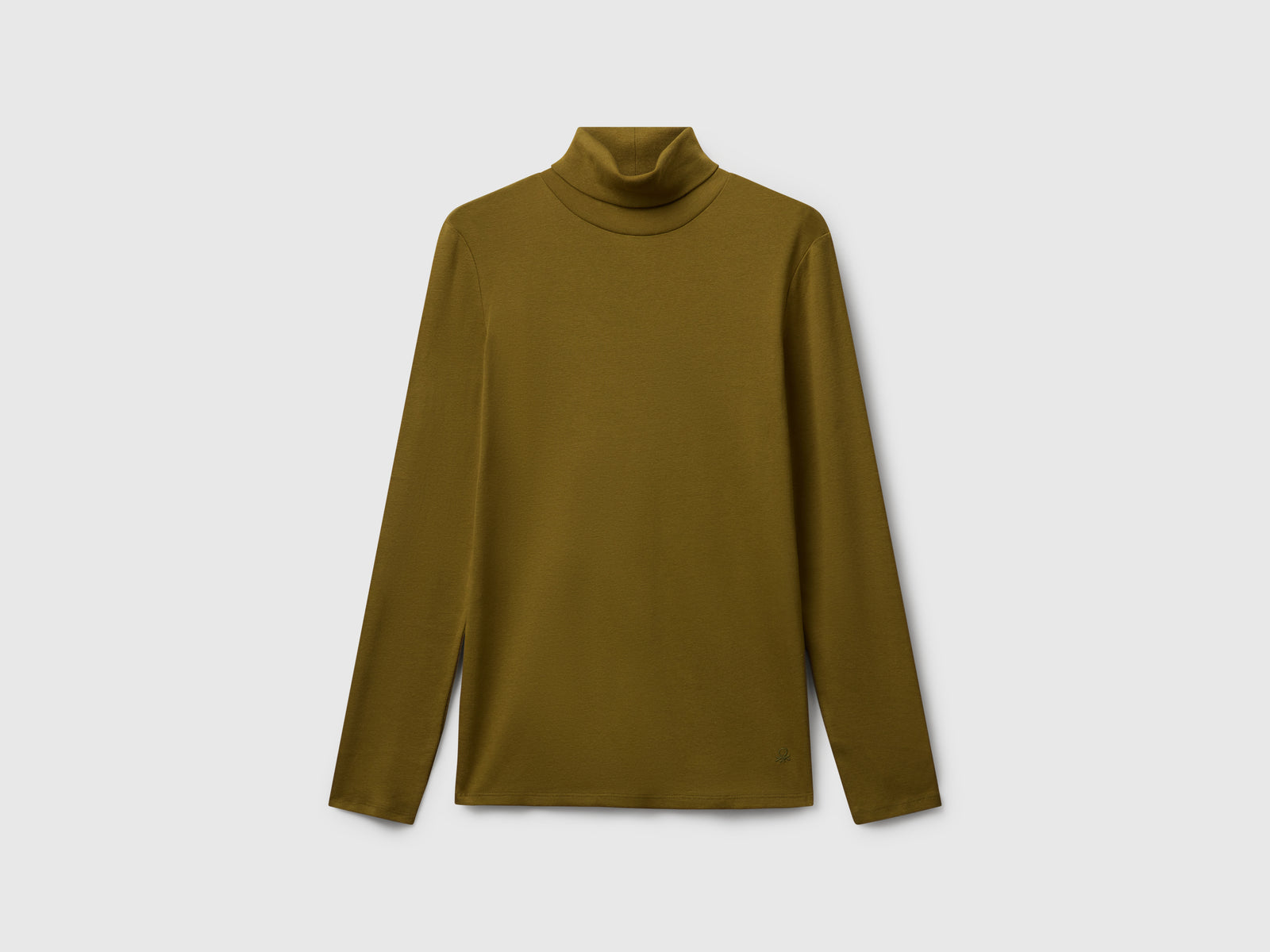 T-shirt a manica lunga con collo alto da donna verde militare | Benetton Outlet