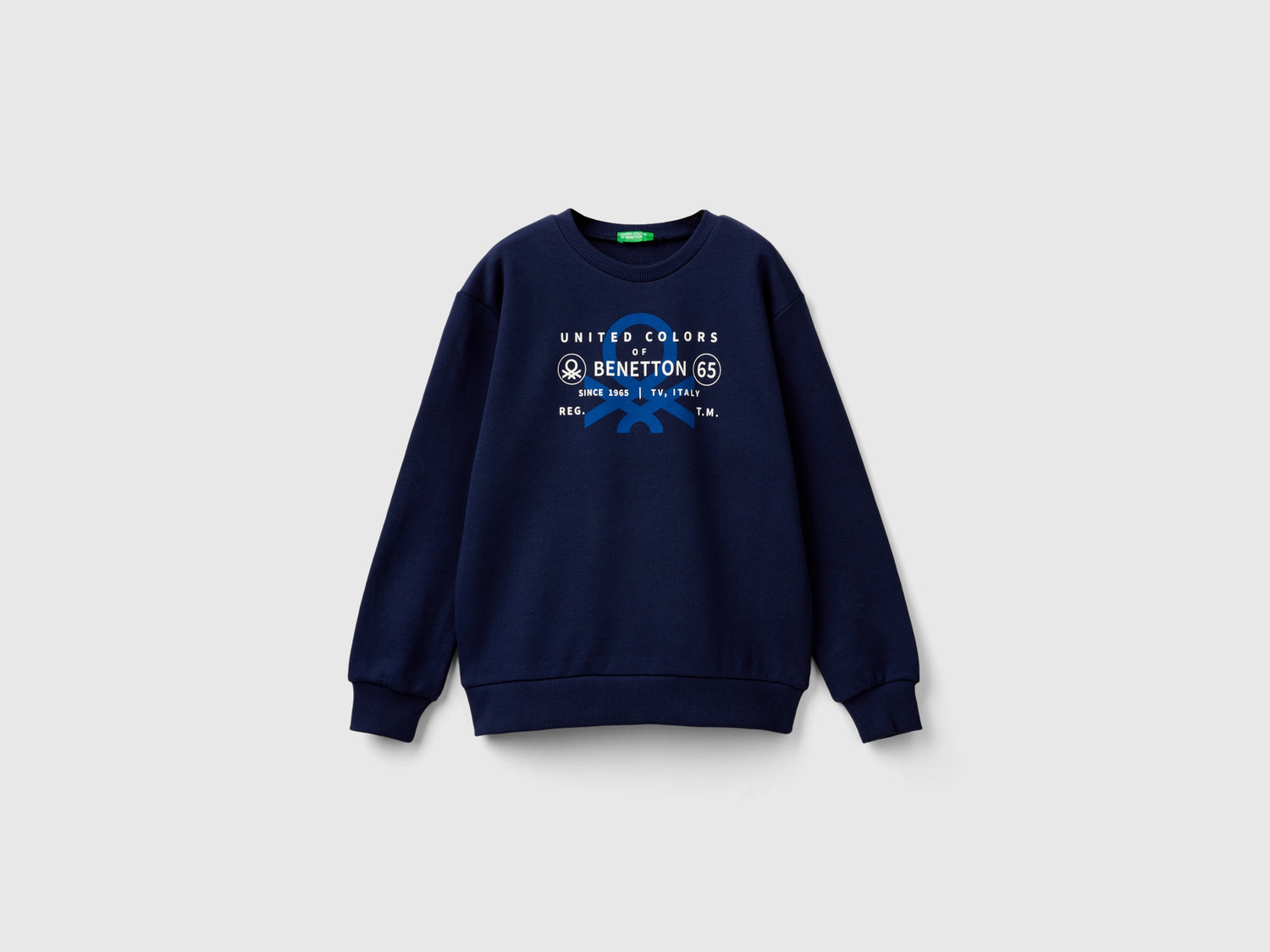 Felpa con stampa logo da bambino blu scuro | Benetton Outlet
