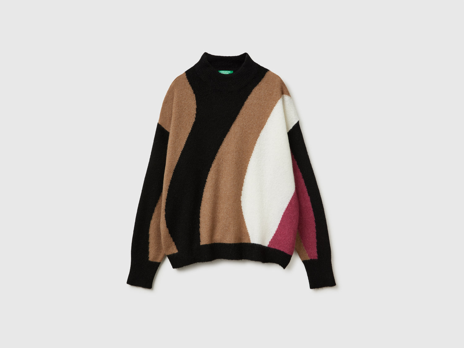 Maglione con intarsio boxy fit da donna nero | Benetton Outlet