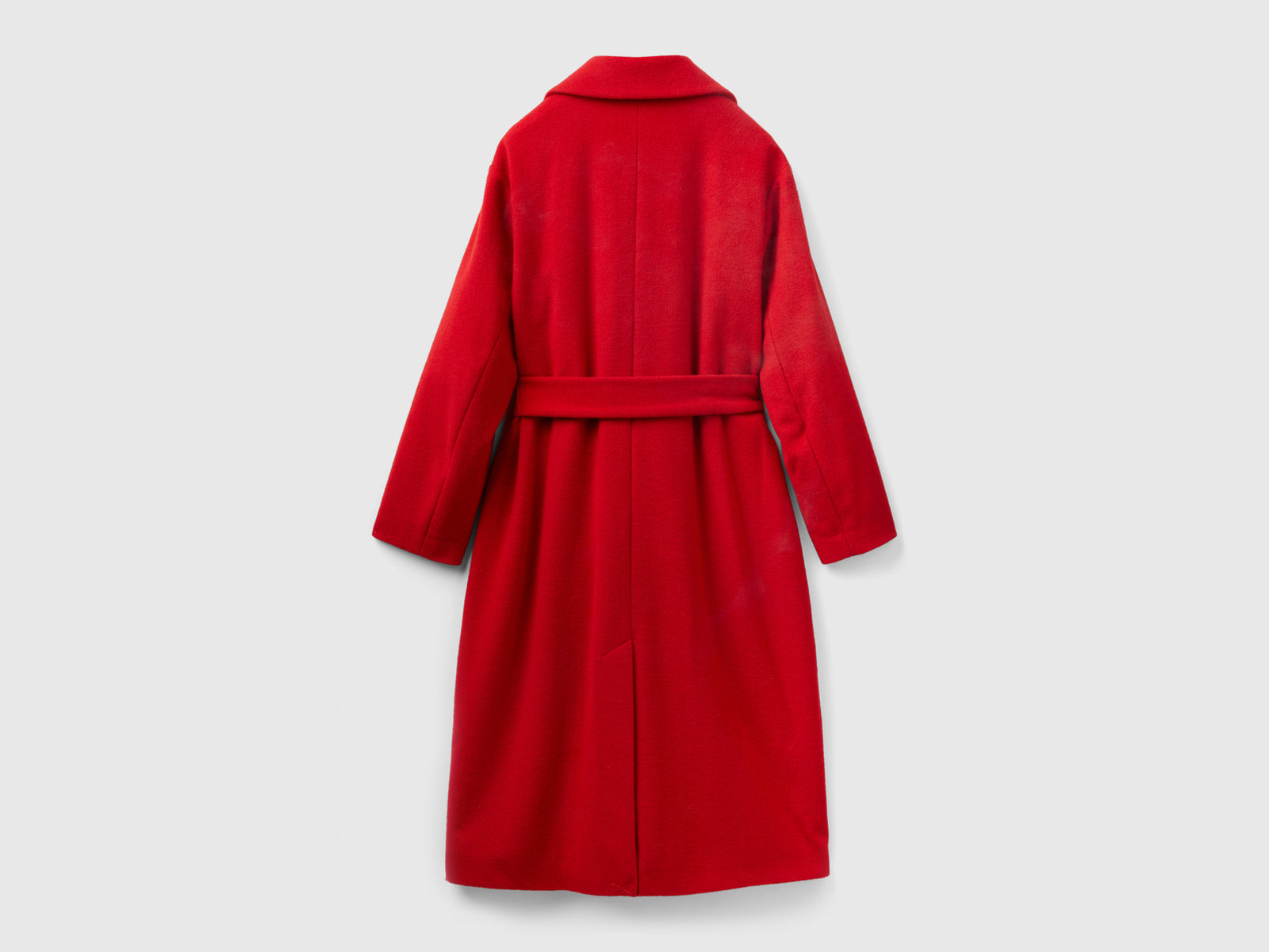 Cappotto lungo con cintura da donna rosso 2 | Benetton Outlet