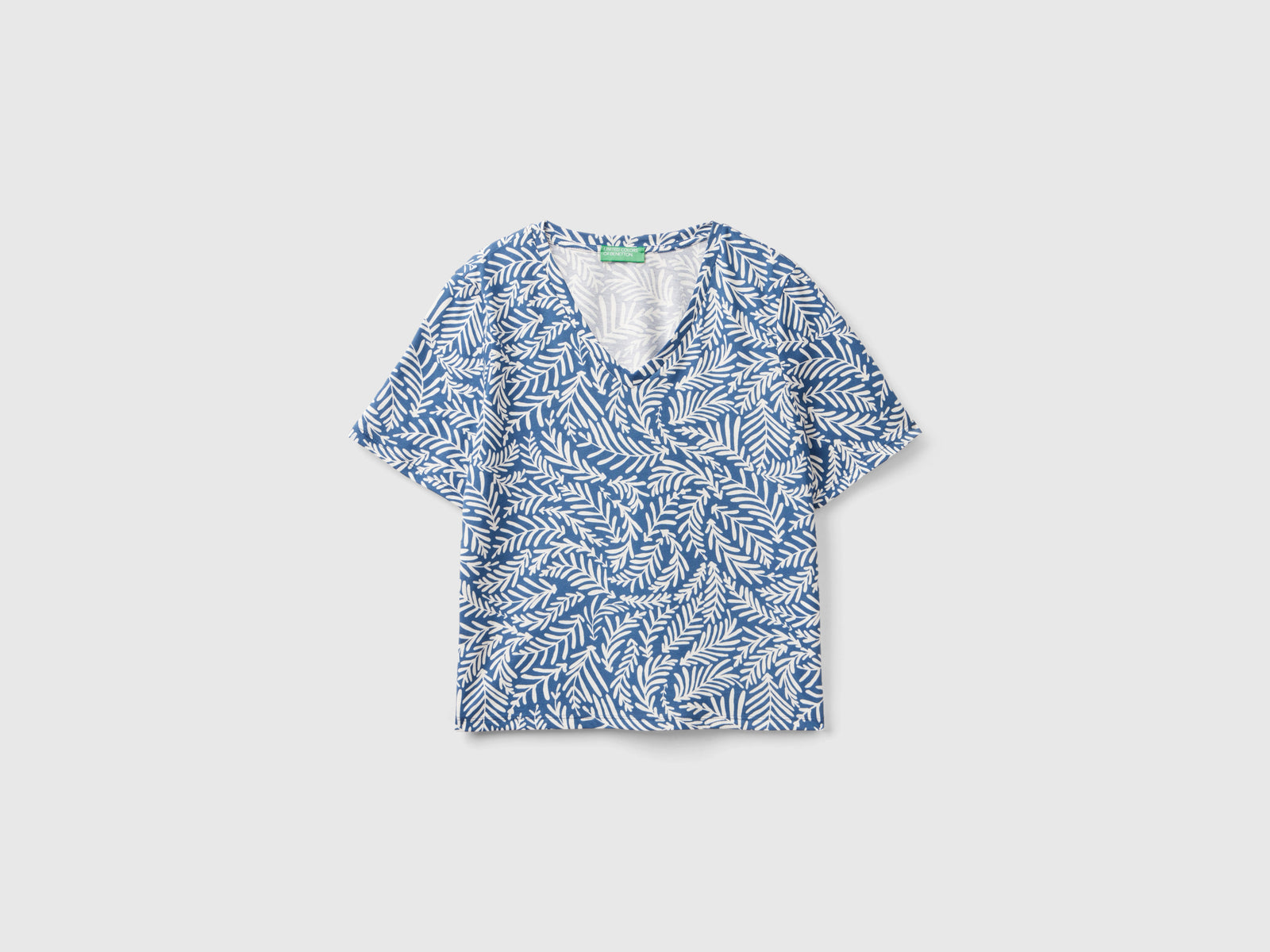 T-shirt fantasia in cotone a fibra lunga da donna avio | Benetton Outlet