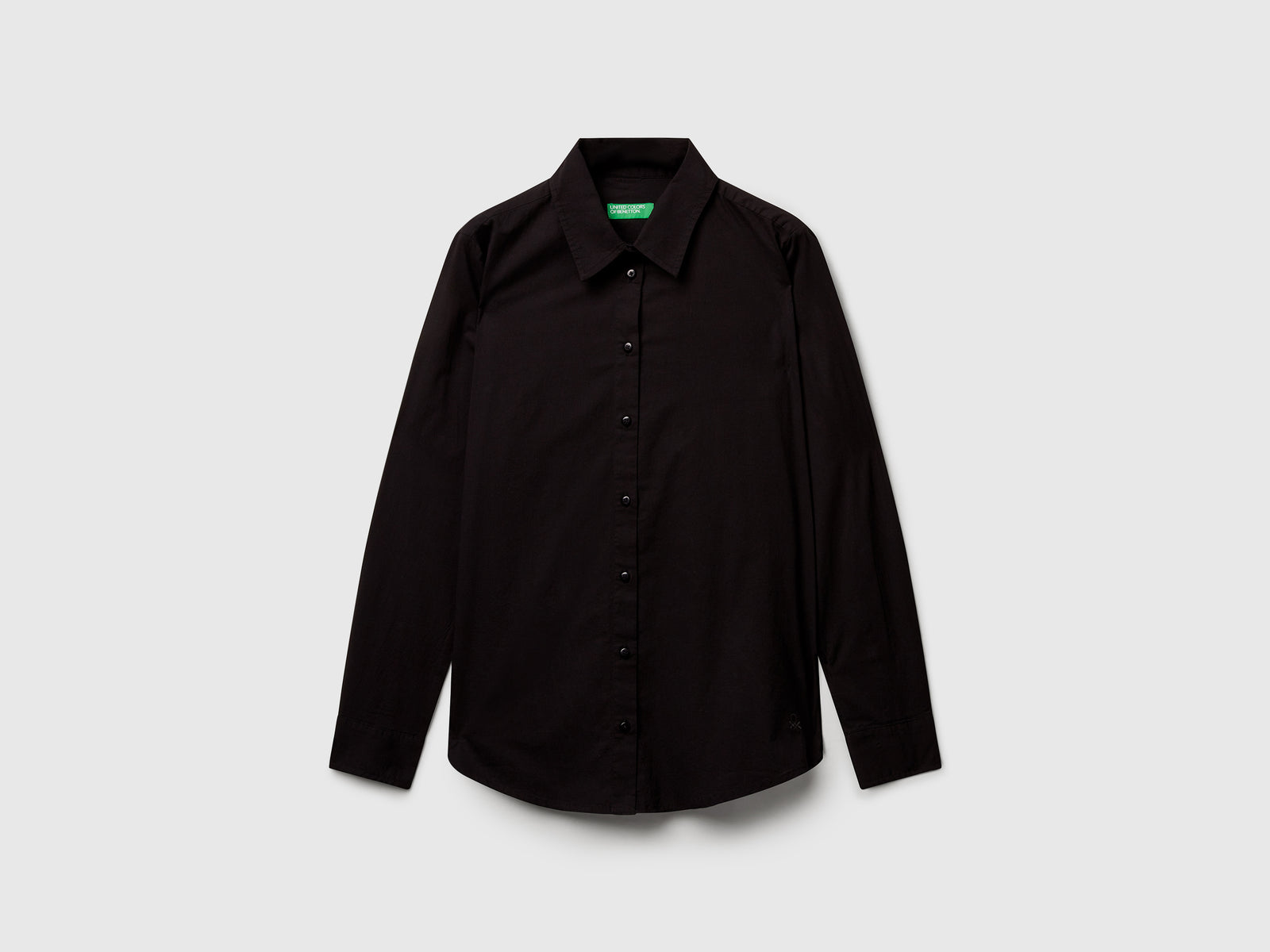Camicia regular fit in cotone leggero da donna nero | Benetton Outlet