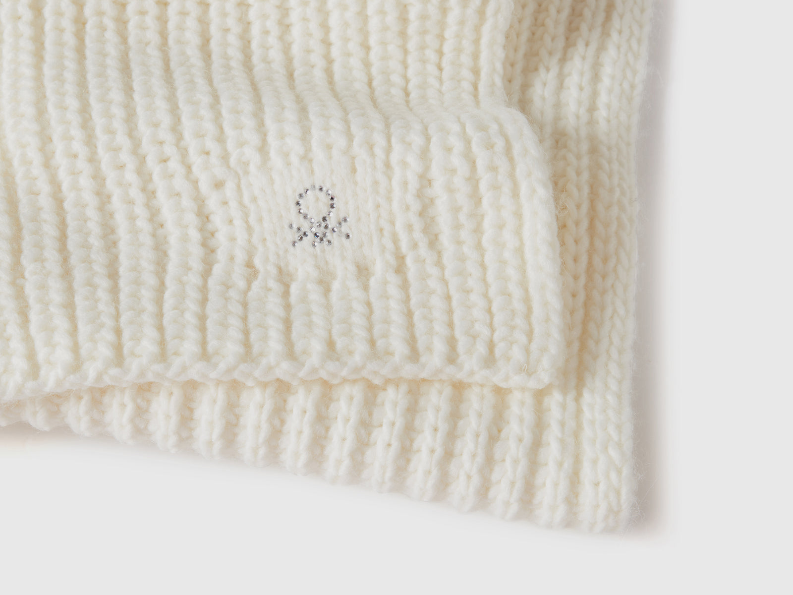 Scarf with rhinestone logo da bambina bianco 3 | Benetton Outlet