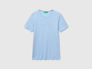 T-shirt 100% cotone con stampa logo glitter