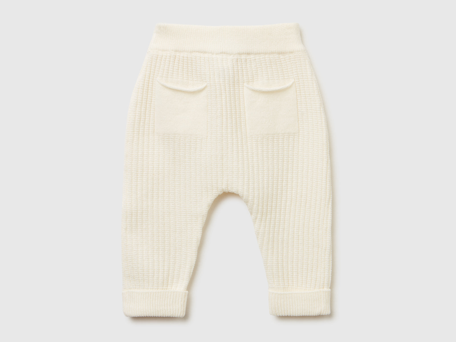 Pantaloni in ciniglia da neonato bianco panna 2 | Benetton Outlet
