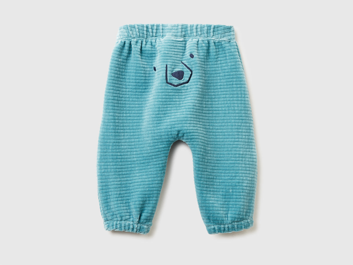 Pantaloni in ciniglia con ricamo