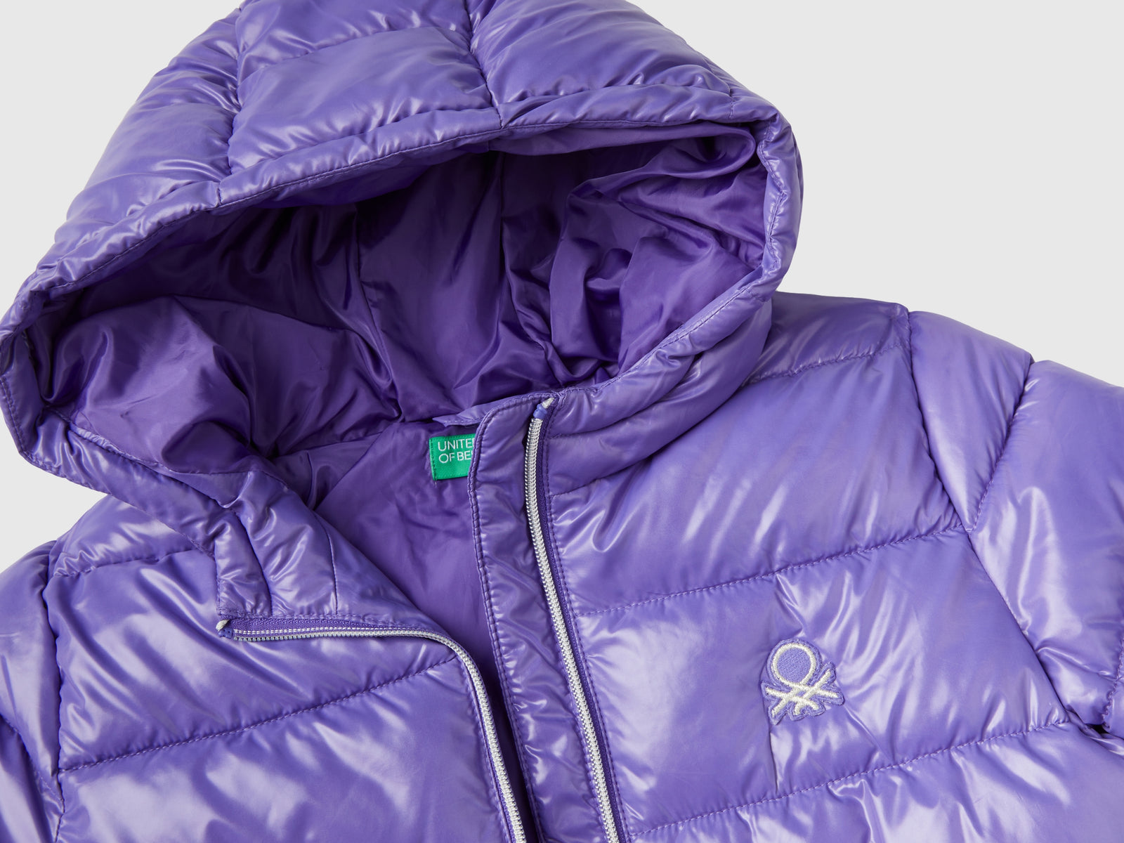 Giubbotto lucido imbottito da bambina viola 3 | Benetton Outlet
