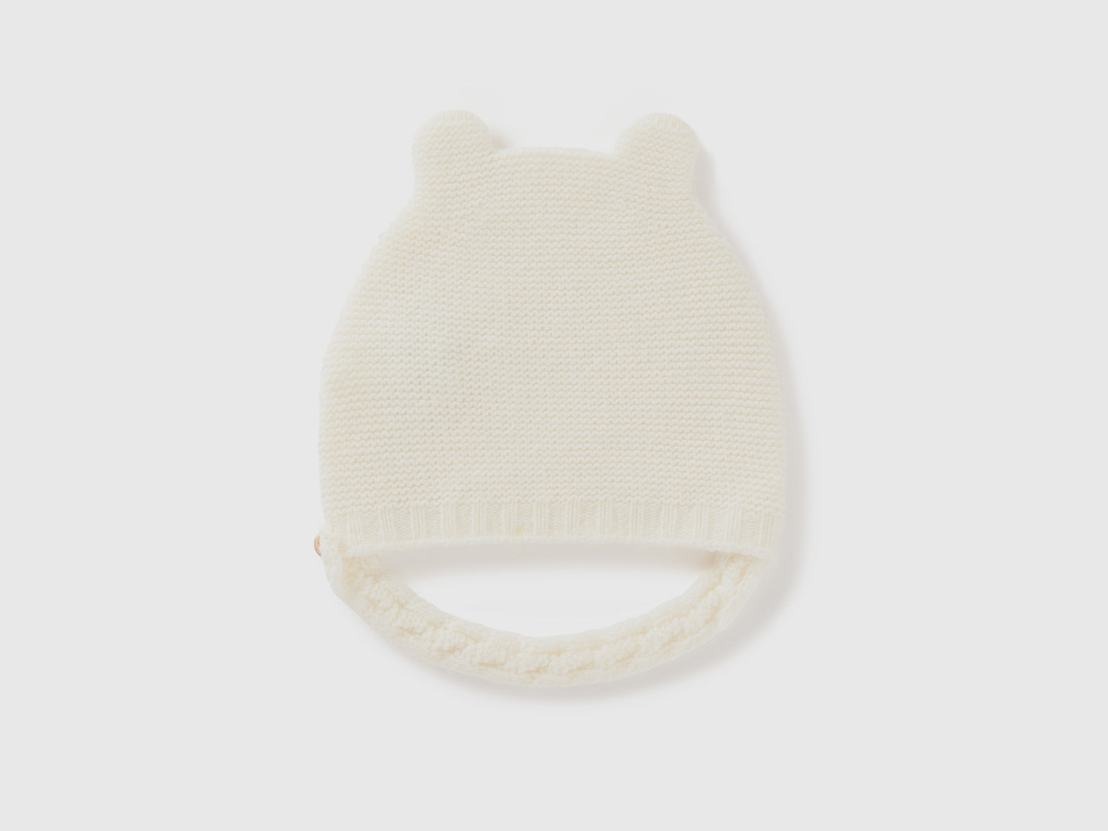 Recycled wool blend beanie with ears da neonato bianco panna 2 | Benetton Outlet