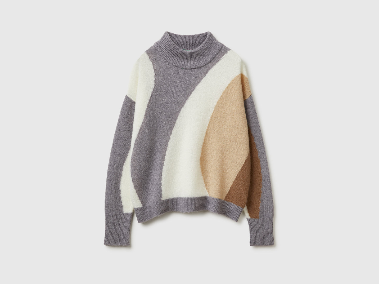 Maglione con intarsio boxy fit da donna grigio | Benetton Outlet
