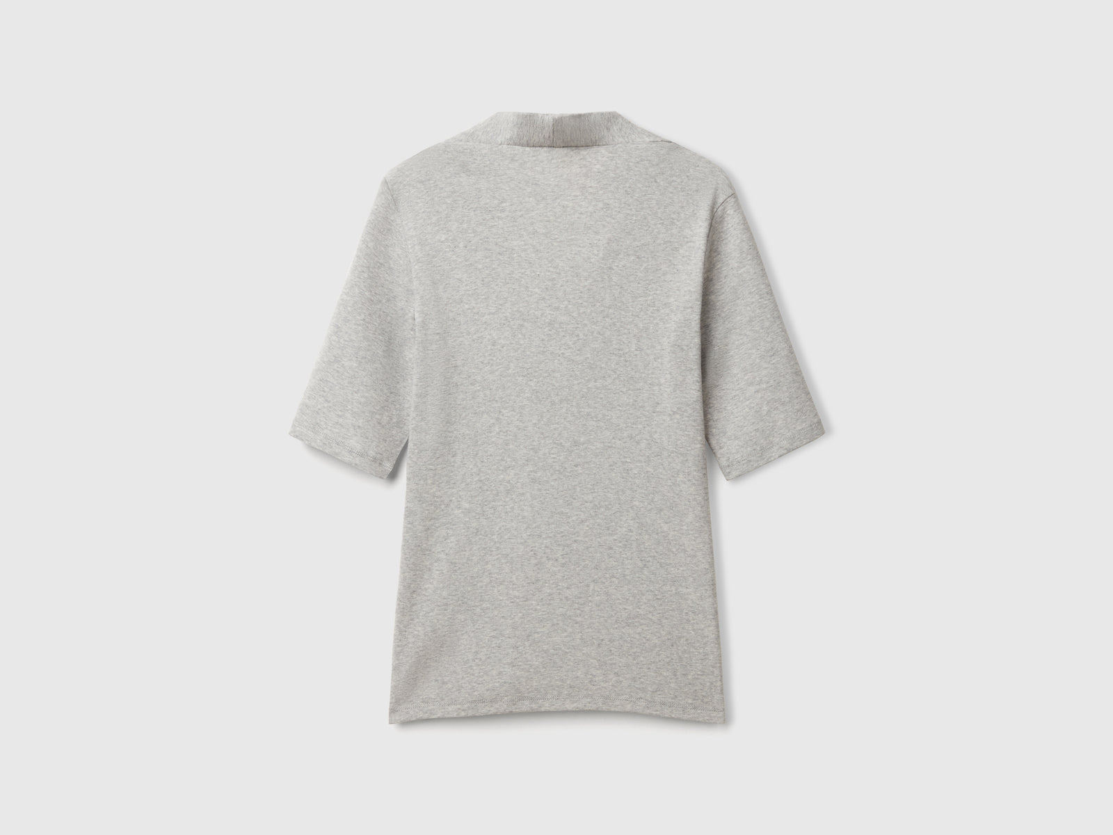 T-shirt slim fit in cotone a fibra lunga da donna grigio chiaro 2 | Benetton Outlet
