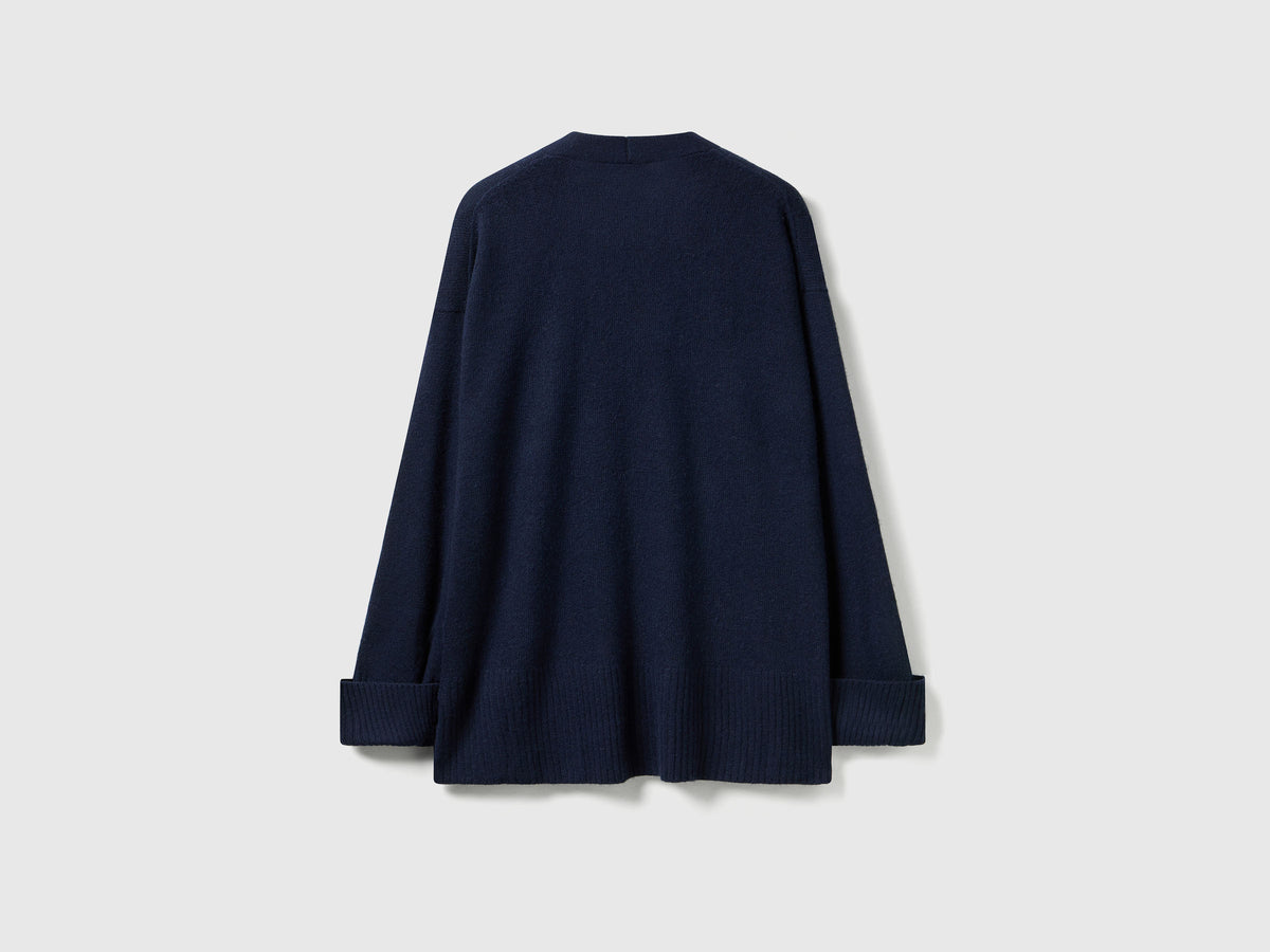 Cardigan over fit in misto lana