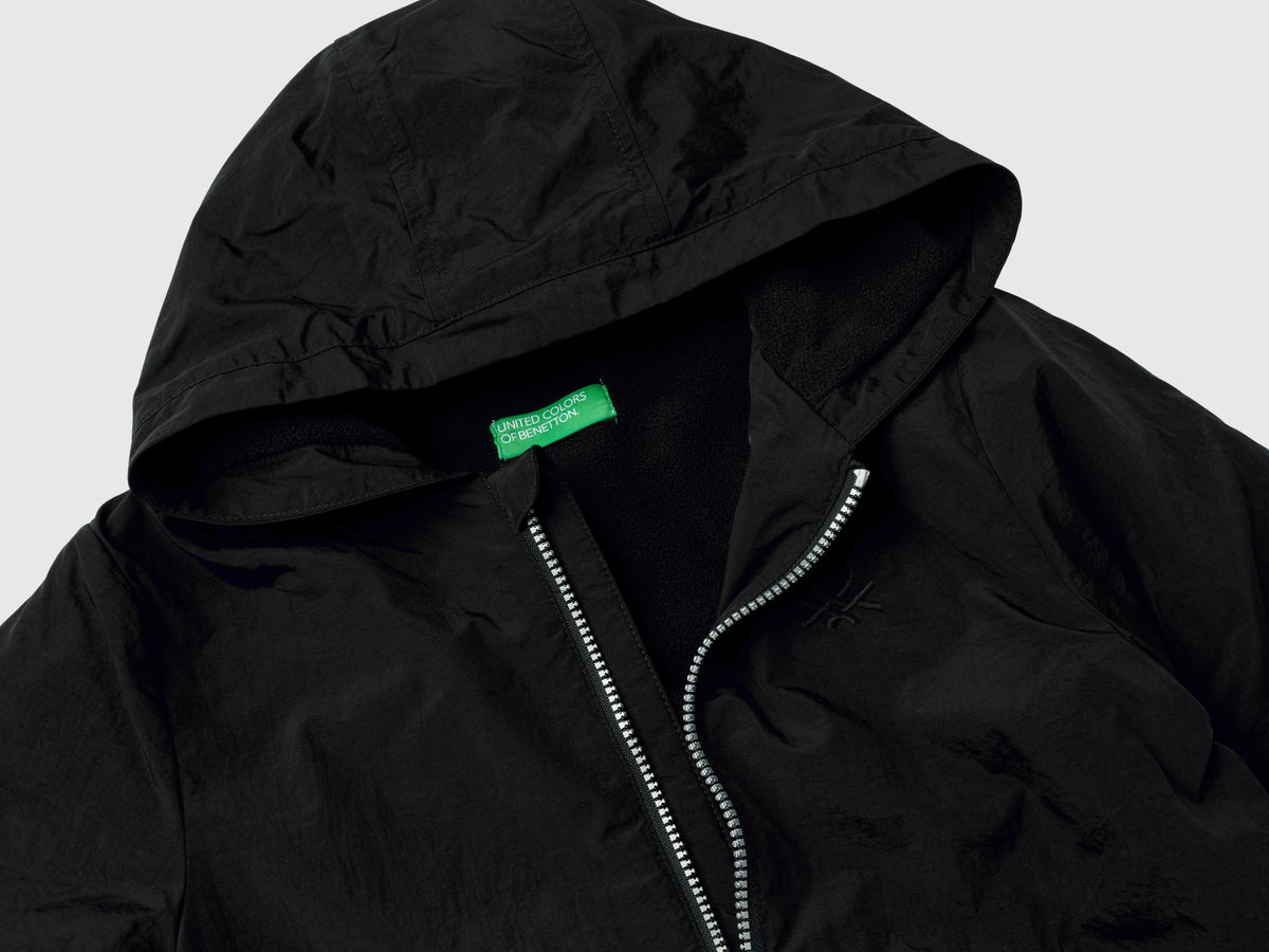 Nylon jacket with hood