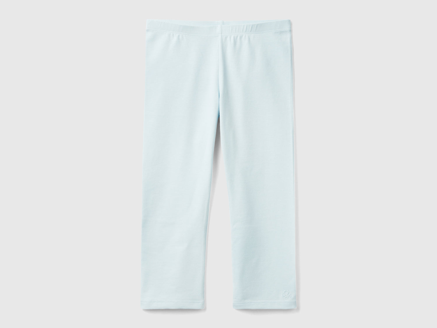 Leggings a 3/4 in cotone elasticizzato da bambina azzurro | Benetton Outlet