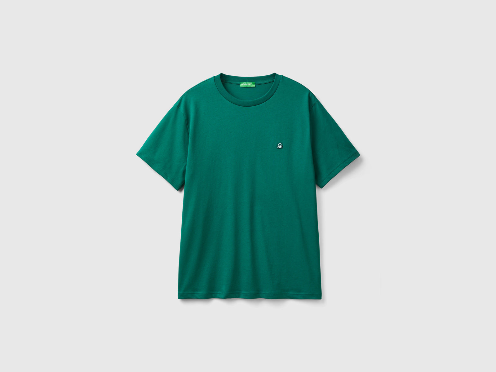 Basic 100% organic cotton T-shirt da uomo verde scuro | Benetton Outlet