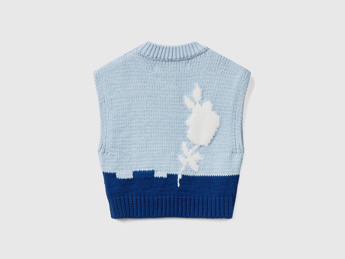 Gilet con intarsio floreale
