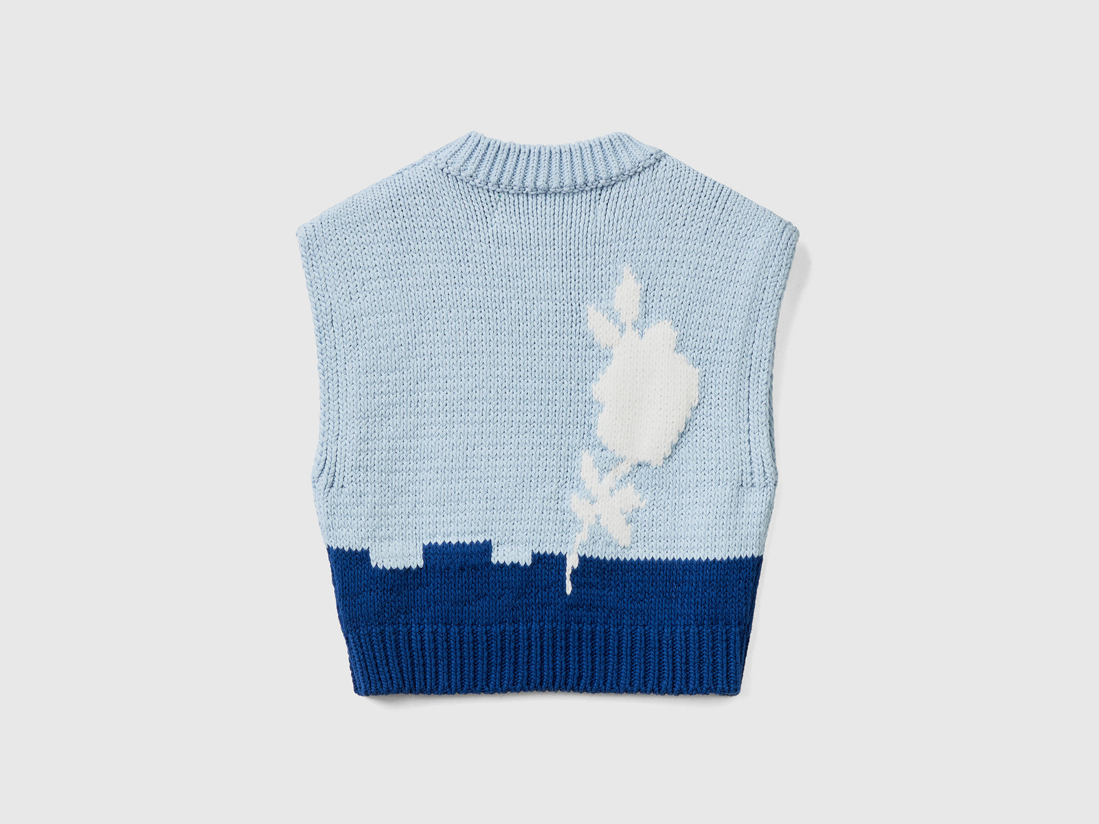 Gilet con intarsio floreale da donna blu 2 | Benetton Outlet