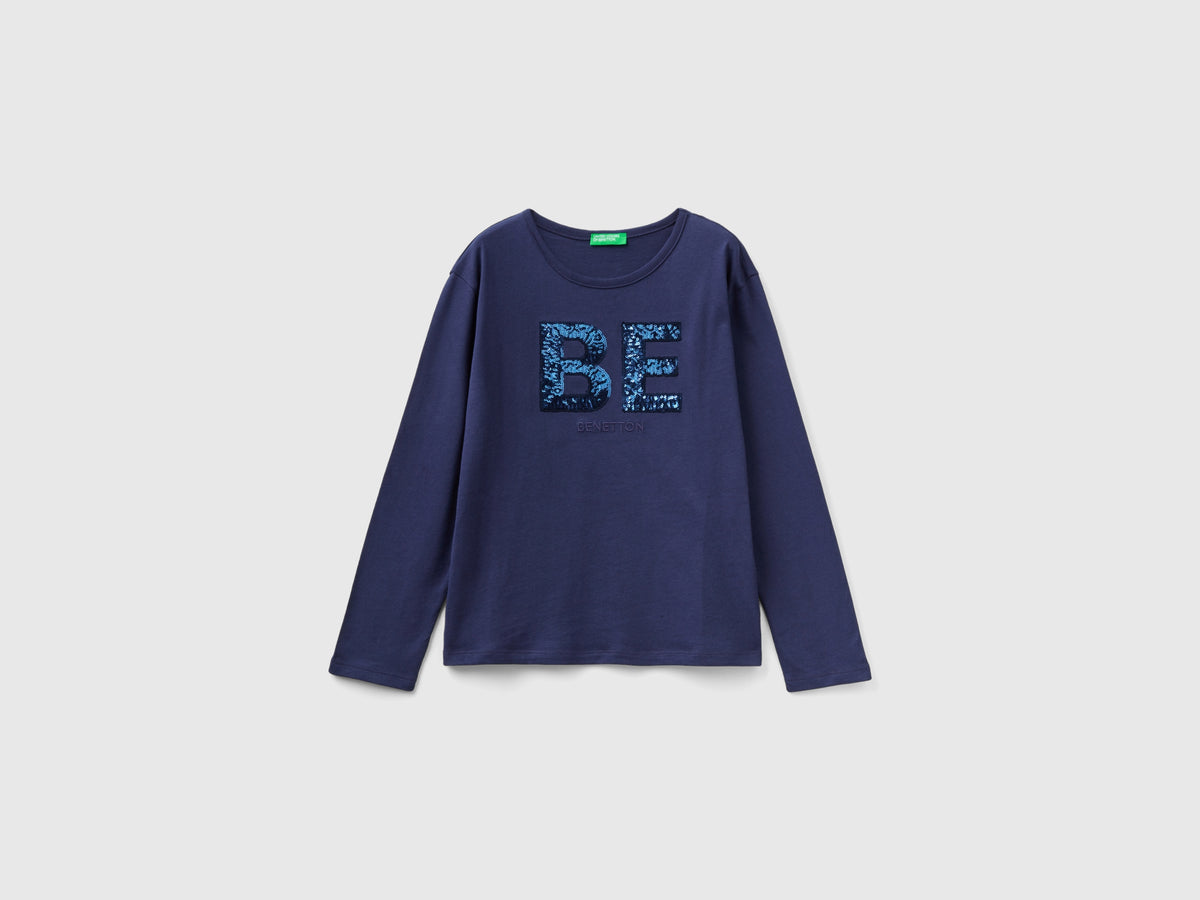 T-shirt in caldo cotone bio con paillettes