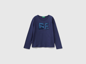 T-shirt in caldo cotone bio con paillettes