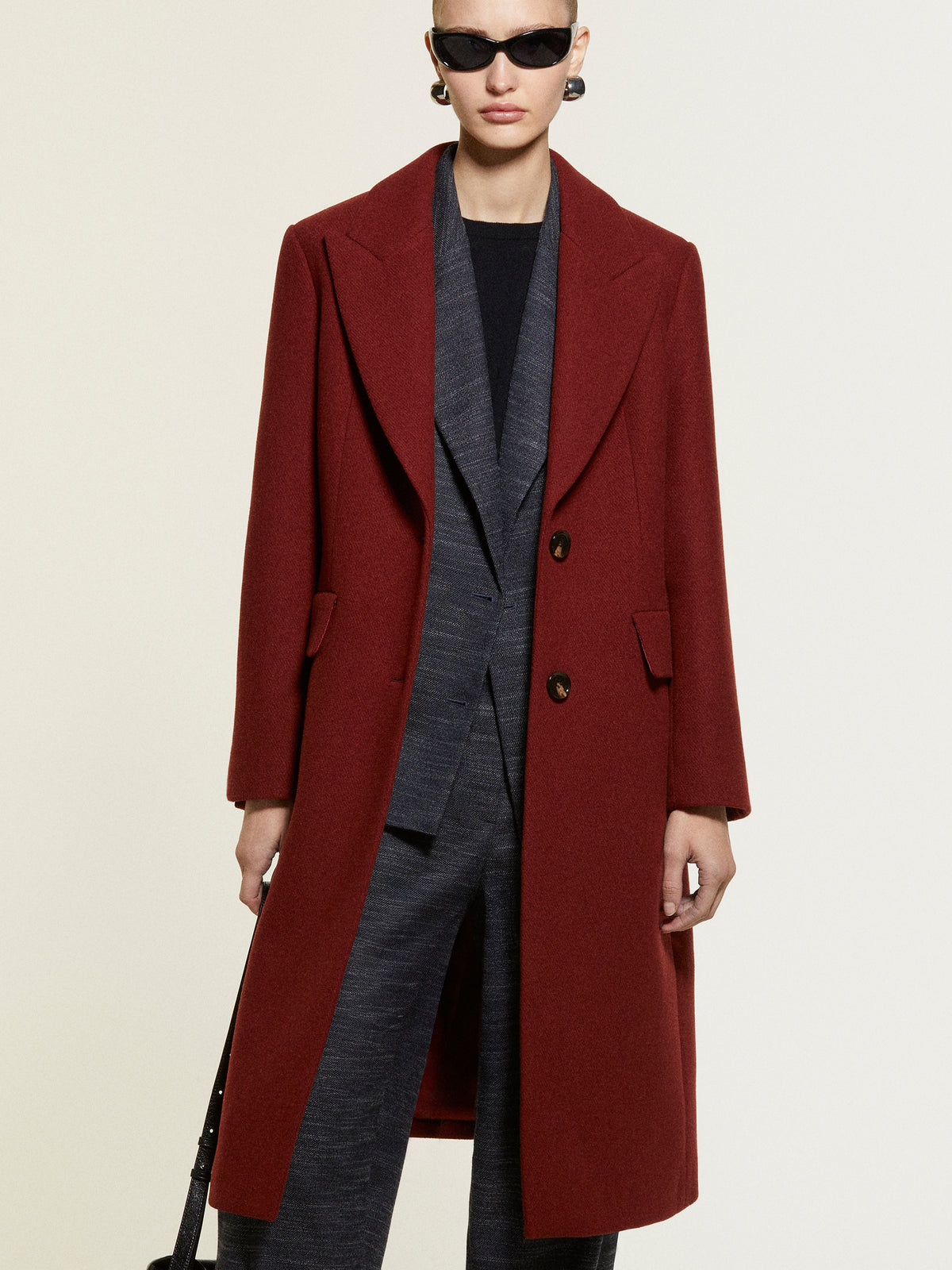 Cappotto monopetto mattone