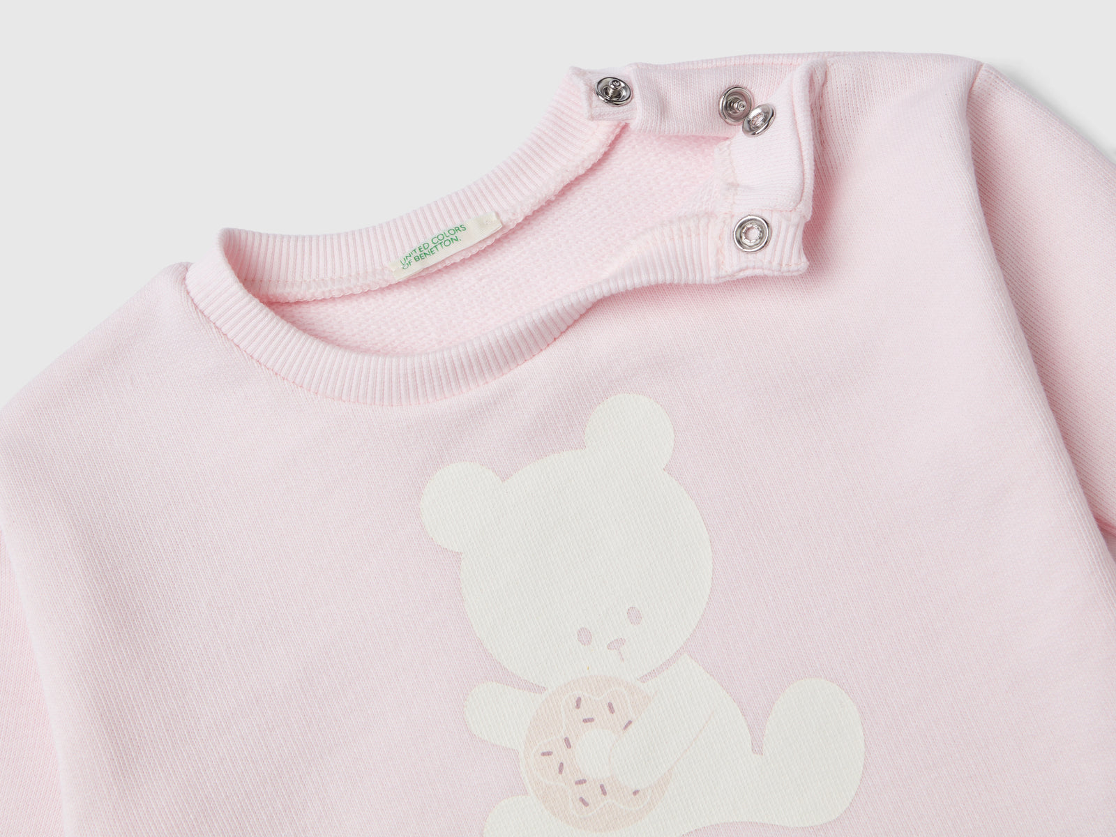 Felpa in cotone bio con stampa da neonato rosa tenue 2 | Benetton Outlet