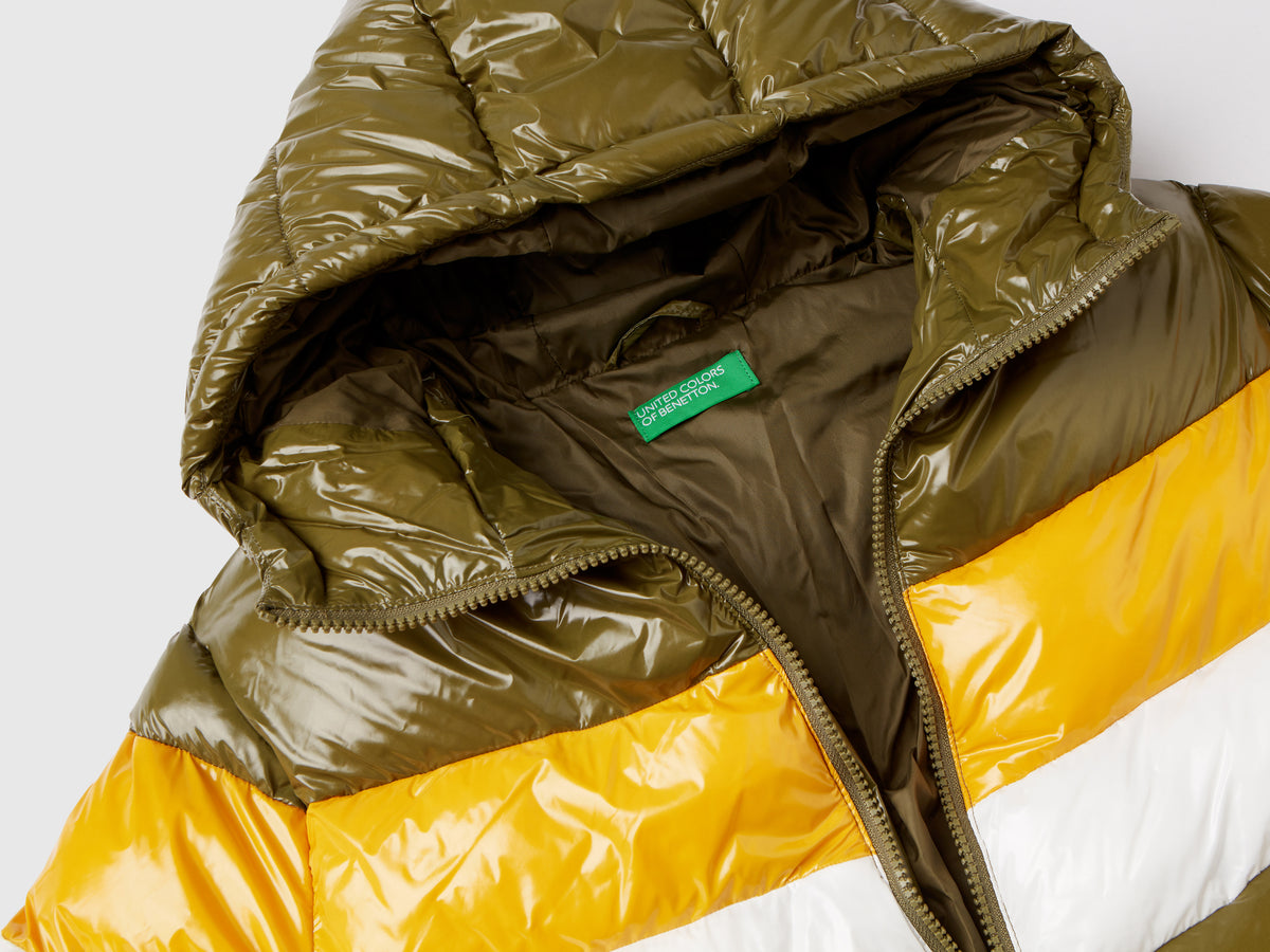 Piumino color block over fit