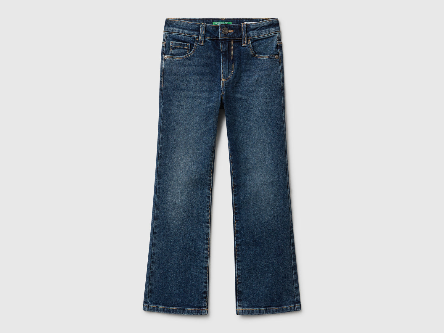 Jeans cinque tasche a zampa da bambina blu | Benetton Outlet