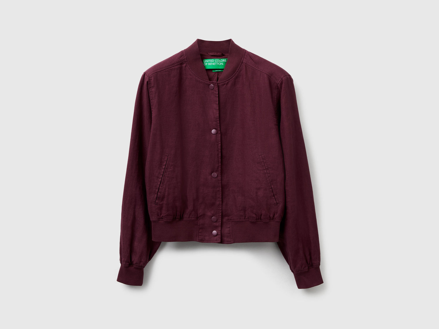 Bomber in 100% lino da donna prugna | Benetton Outlet