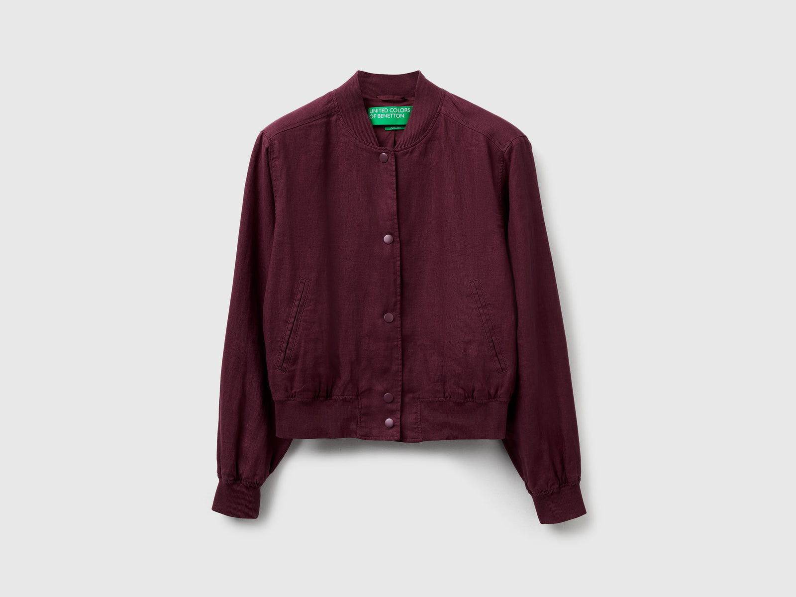 Bomber in 100% lino da donna prugna | Benetton Outlet