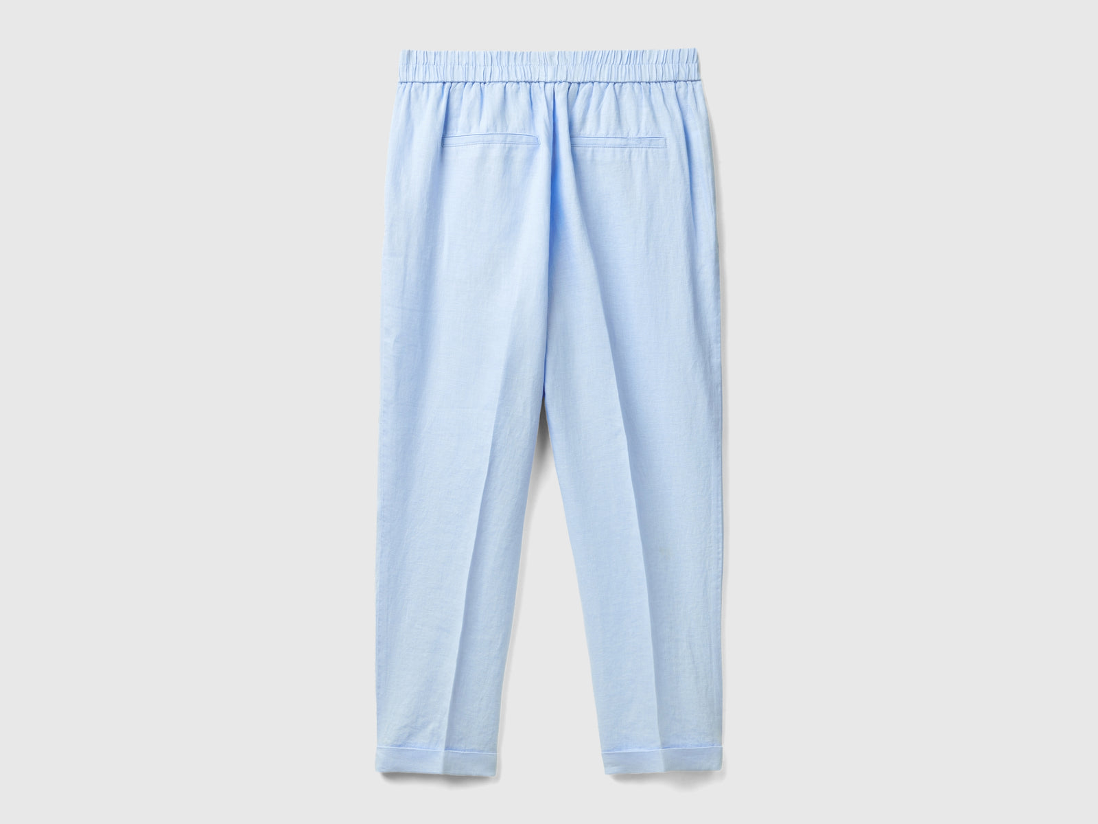Pantaloni cropped in 100% lino da donna celeste 2 | Benetton Outlet