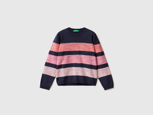 Maglioncino in misto cotone con motivo a righe jacquard