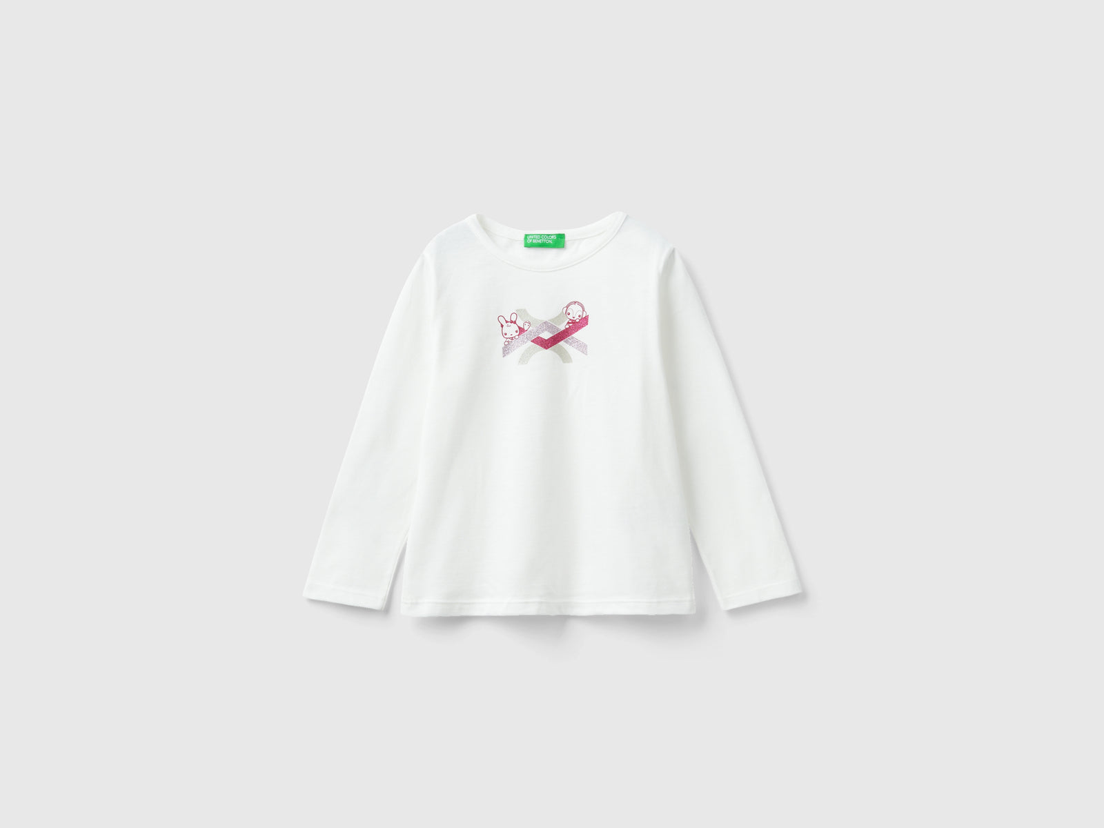 Maglietta regular fit in cotone bio da bimba bianco | Benetton Outlet