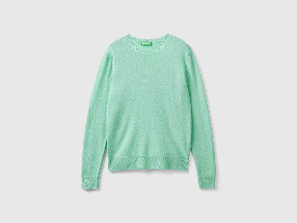 Maglia girocollo chiaro in pura lana Merino