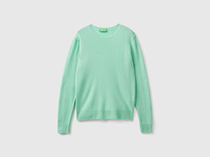 Maglia girocollo chiaro in pura lana Merino