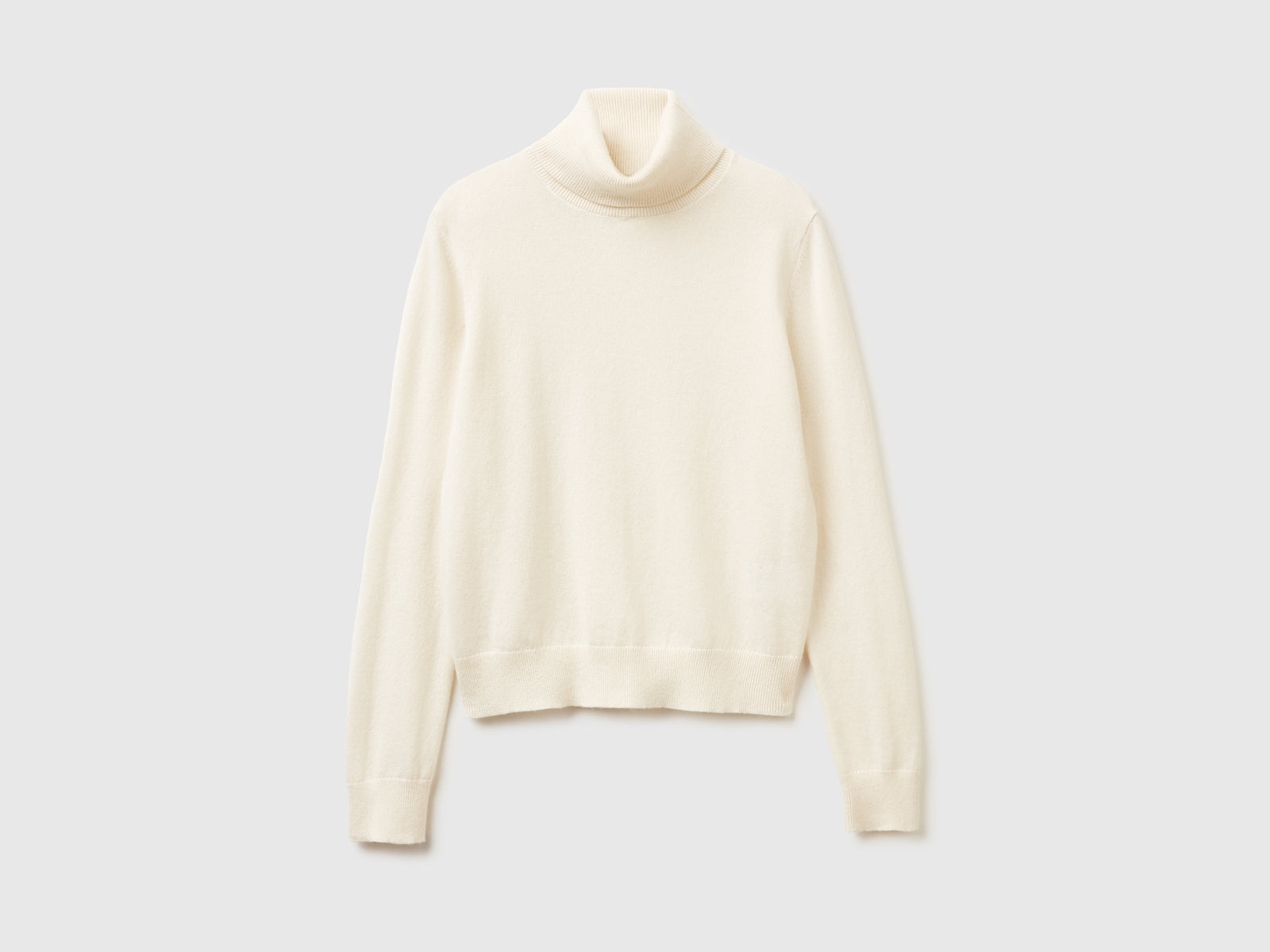 Dolcevita in puro cashmere da donna bianco panna | Benetton Outlet